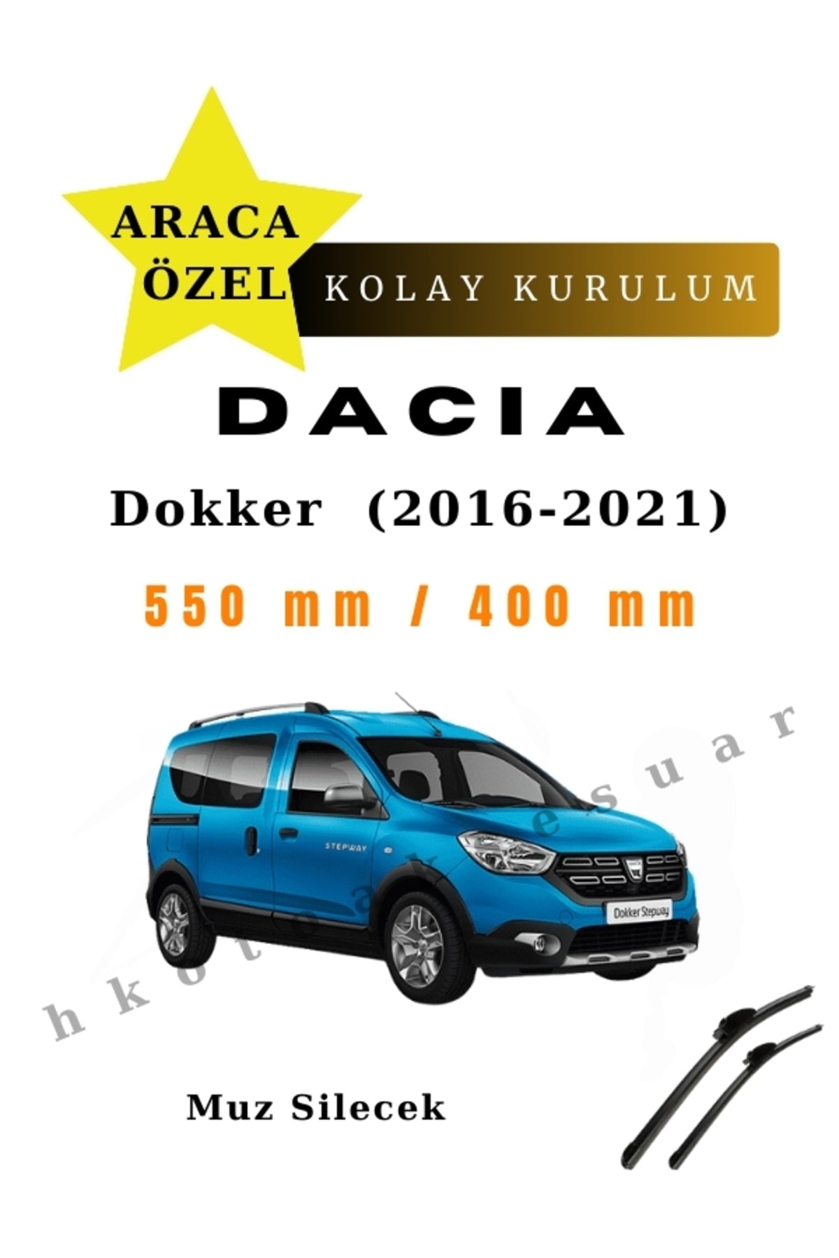 Dacia Dokker (2016-2021) Vehicle-Specific Front Wiper Blades (Set of 2)