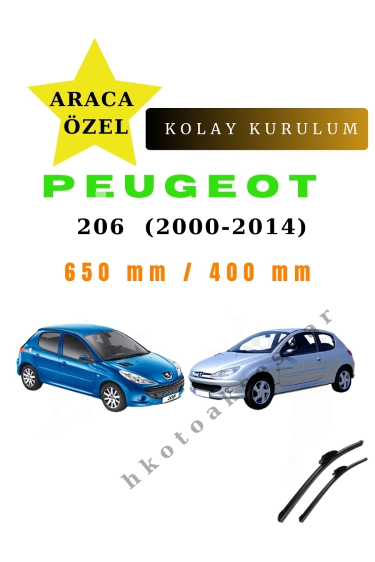 Peugeot 206 (2000-2014) Vehicle-Specific Front Wiper Blades (Pair)