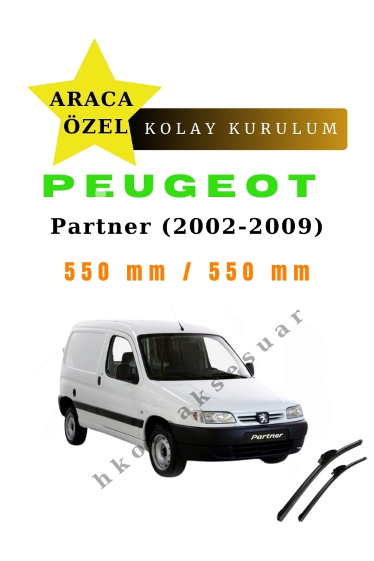 Peugeot Partner (2002-2009) Vehicle-Specific Wiper Blades Front Pair