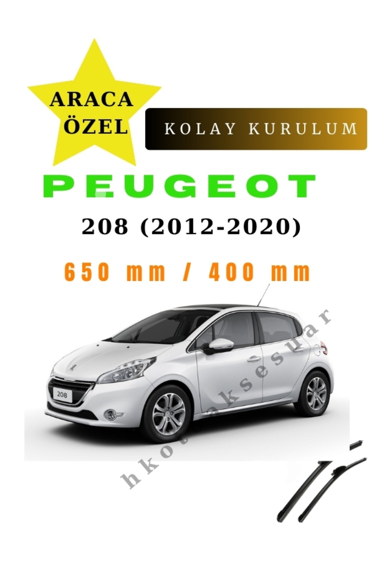 Peugeot 208 (2012-2020) Fahrzeugspezifische Scheibenwischer vorne, 2 Stück
