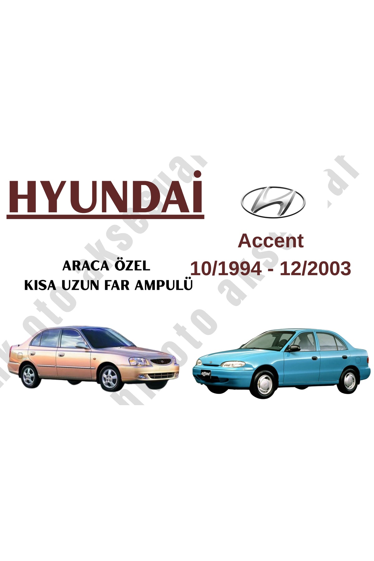 Hyundai Accent 1994 - 2004 Araca Özel Kısa Uzun Far Ampulü h4