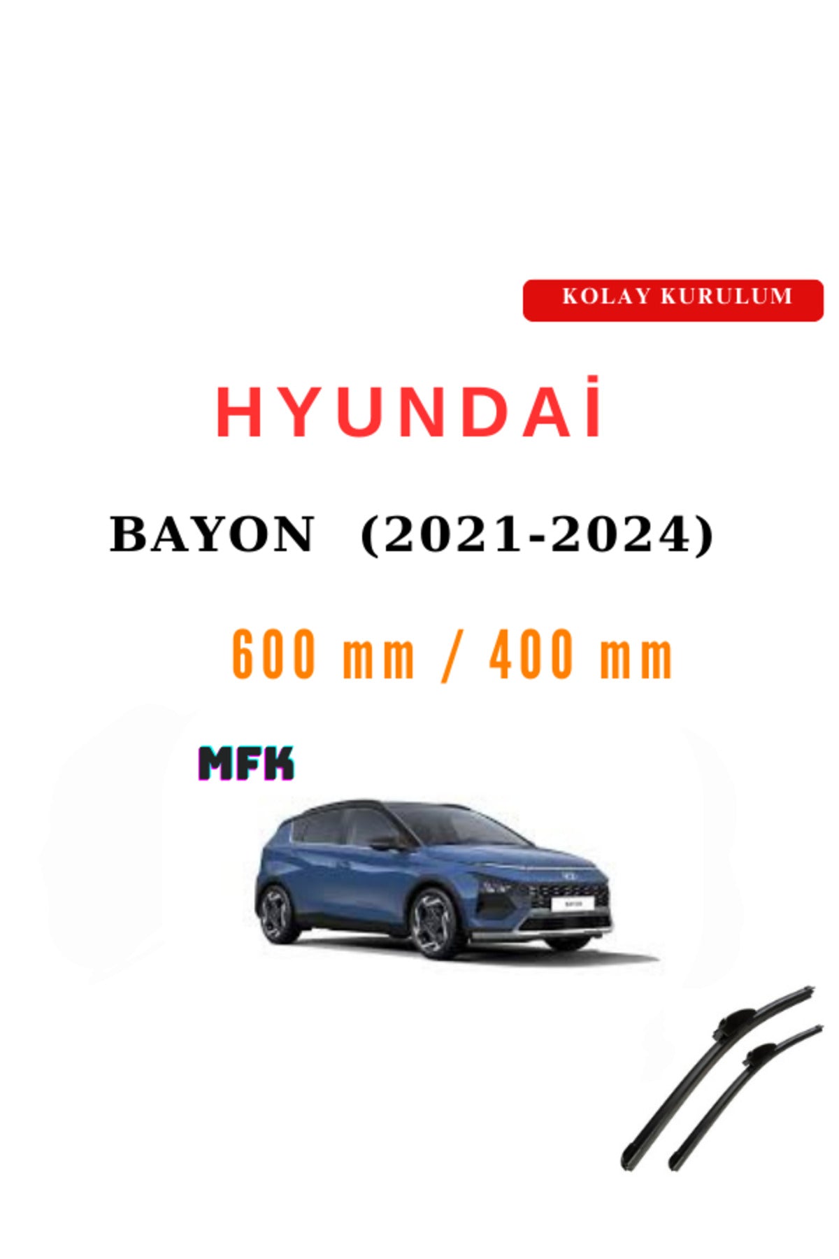 Hyundai Bayon (2021-2024) Fahrzeugspezifische Scheibenwischer vorne zwei
