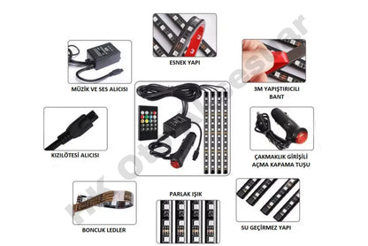 Auto Innenraum 4 Fußraum-LED-Beleuchtung Plug & Play