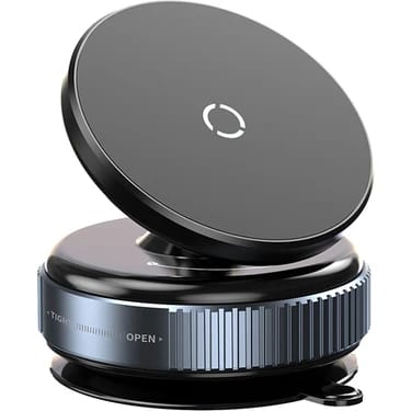 360 Grad drehbarer magnetischer Vakuum-Telefonhalter für Spiegel, Glas, Auto, Schwarz