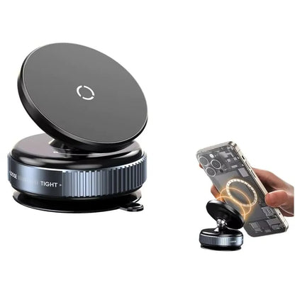 360 Grad drehbarer magnetischer Vakuum-Telefonhalter für Spiegel, Glas, Auto, Schwarz